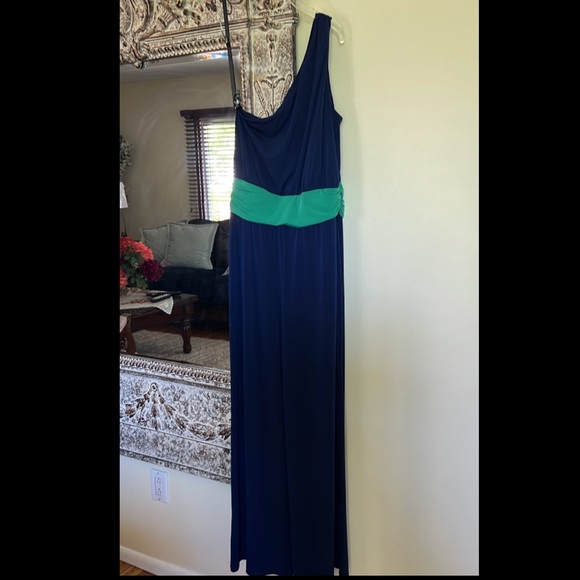 Velvet Torch One shoulder jumpsuit navy green Juniors size L - Picture 10 of 16